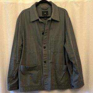 H&M Gray Military Field Jacket with Pointed Collar